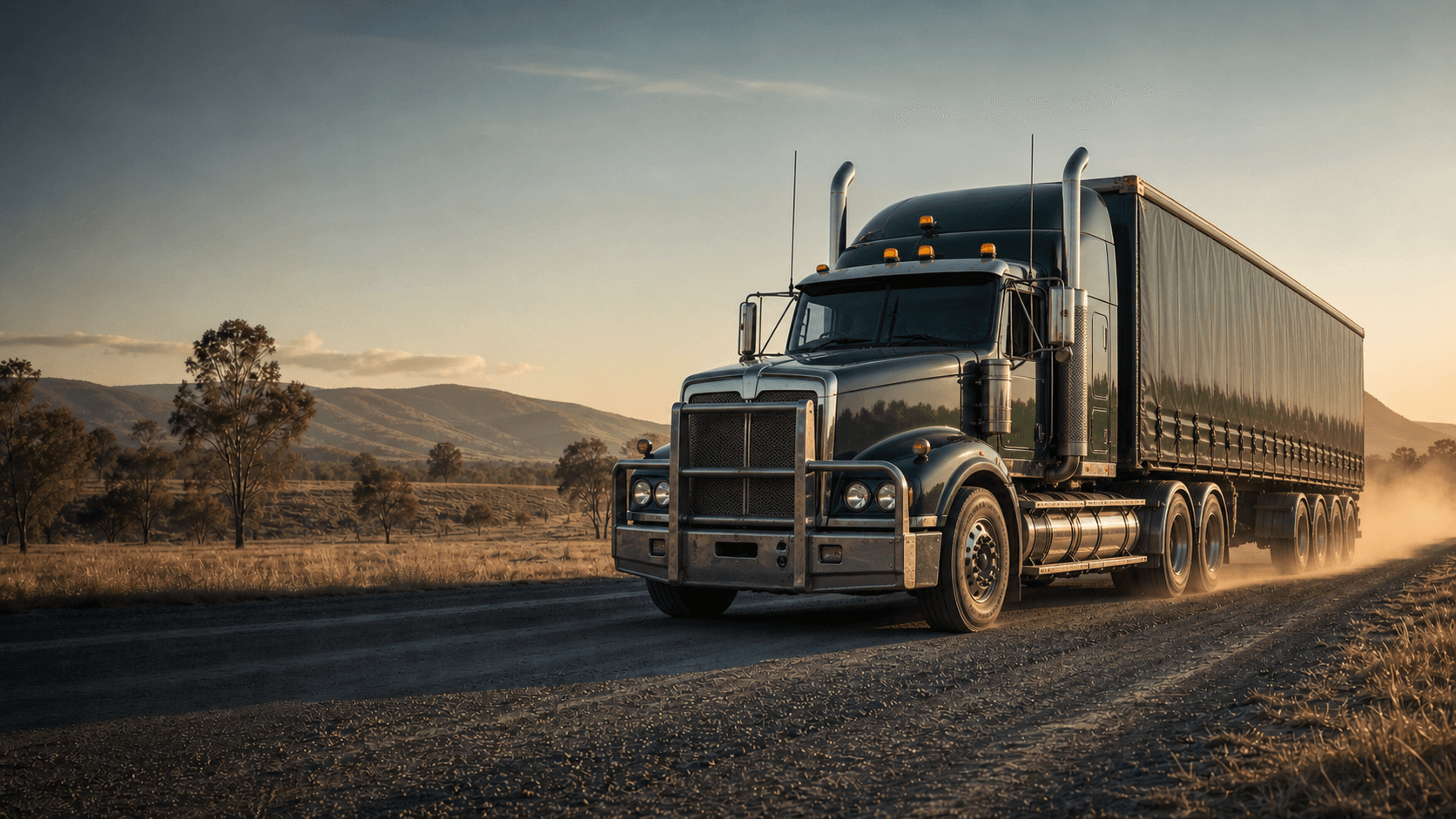 Heavy vehicle travelling on a regional Queensland road